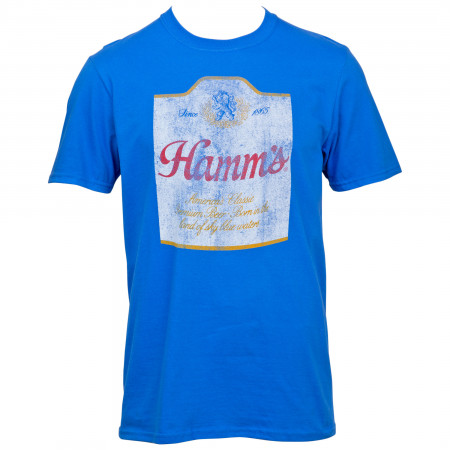 Hamm's Beer Men's Blue Distressed Label T-Shirt
